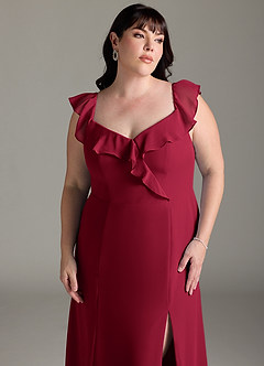 Azazie Sophie Jurken voor bruidsmeisjes Converteerbaar Jurk van Chiffon met A-Lijn Off the Shoulder Bourgondië image13