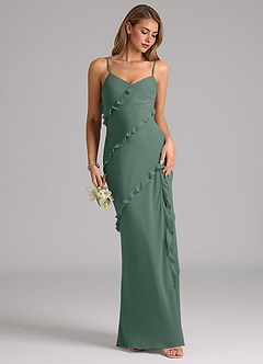 Azazie Nancie Bridesmaid Dresses Sea Moss Mermaid Ruched Chiffon Dress image5