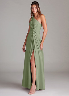 Azazie Brooke Bridesmaid Dresses Pistachio A-Line One Shoulder Chiffon Dress image5
