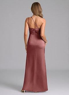 Azazie Eren Bridesmaid Dresses Amethyst Mermaid One Shoulder Stretch Satin Dress image2