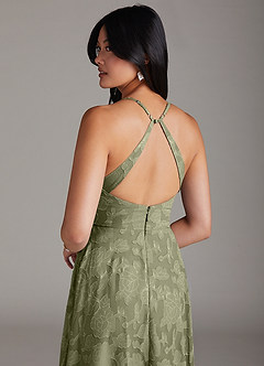 Azazie Davis Abiti da Damigella Abito A-Line in Burnout Floreale Plissettato Pistacchio image6