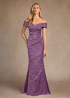 Azazie Canton Mother of the Bride Dresses Wisteria Mermaid Off the Shoulder Floral Burnout Dress image1