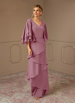 Azazie OHara Mother of the Bride Dresses Vintage Mauve A-Line V-Neck Chiffon Dress image1