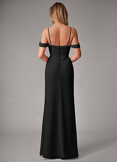 Azazie Haisley Bridesmaid Dresses Black Sheath Off the Shoulder Chiffon Convertible Dress image7