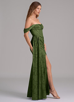 Azazie Amyra Vestidos de damas de honor Vestido de Oliva de Devorado Floral de Corte Sirena Convertible con Vestidos sin tirantes image5