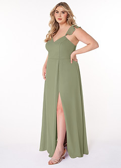 Azazie Everett Bridesmaid Dresses Pistachio A-Line V-neck Ruched Chiffon Dress image8