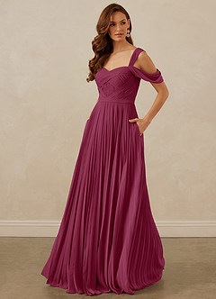 Christian Siriano Bridal for Azazie 1013 Bridesmaid Dresses Mulberry A-Line Off the Shoulder Chiffon Dress image1