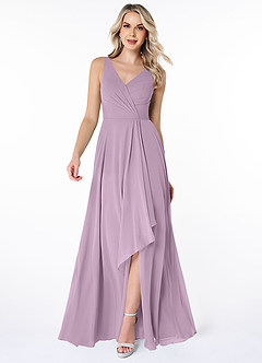 Azazie Calvi Bridesmaid Dresses Wisteria A-Line Ruched Chiffon Dress image1