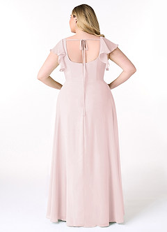 Azazie Bondi Bridesmaid Dresses Blushing Pink A-Line Ruffled Chiffon Dress image8