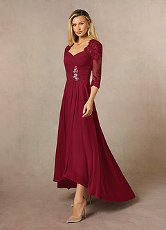 Azazie Anne Mother of the Bride Dresses Burgundy Sheath Sweetheart Sequins Lace Dress image6
