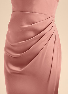 Azazie Renna Junior Rosette A-Line Pleated Stretch Satin Dress image7