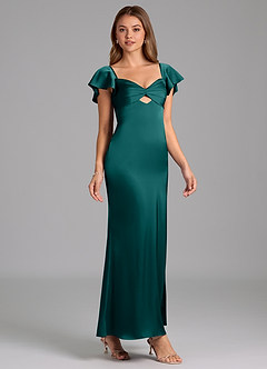 Azazie Demia Bridesmaid Dresses Peacock Sheath Sweetheart Neckline Stretch Satin Dress image4