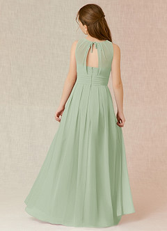 Azazie Bibiane Junior Dusty Sage A-Line Pleated Chiffon Dress image2
