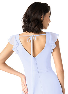 Azazie Claudine Bridesmaid Dresses Lavender A-Line Flutter Sleeve Chiffon Dress image6