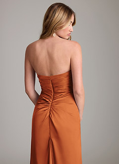 Azazie Lucille Bridesmaid Dresses Cinnamon Mermaid Strapless Stretch Satin Convertible Dress image7