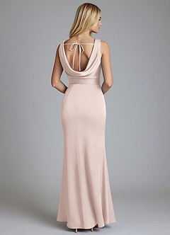 Azazie Tallie Bridesmaid Dresses Blushing Pink Mermaid Pleated Stretch Satin Dress image6