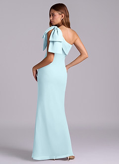 Azazie Yuanna Bridesmaid Dresses Cloud Blue Mermaid One Shoulder Chiffon Dress image6