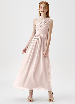 Azazie Anissa Junior Vestido de Pétalo De Rosa de Gasa de Corte En A con Plisado image4