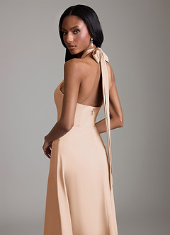 Azazie Tracie Bridesmaid Dresses English Rose A-Line Side Slit Stretch Satin Dress image6