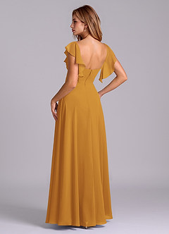 Azazie Leilani Bridesmaid Dresses Butterscotch A-Line Pleated Chiffon Dress image6
