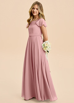 Azazie Cady Junior Dusty Rose A-Line Pleated Chiffon Dress image7
