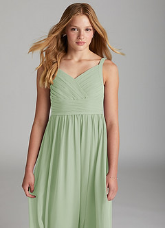 Azazie Chanel Junior Jurk van Chiffon met A-Lijn Sweetheart Halslijn Stoffige Salie image6
