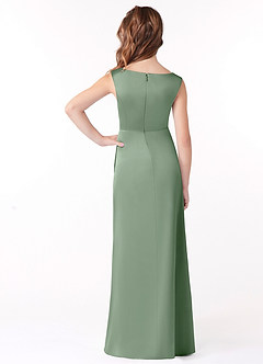Azazie Sadia Junior Vestido de Matcha de Satén Elástico de Corte En A con Plisado image3