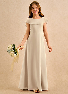 Azazie Kittie Girls Formal Flower Girl Klänningar Klä A-Line i Chiffong image1