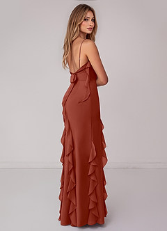 Azazie Malia Bridesmaid Dresses Auburn Sheath Ruched Chiffon Dress image5