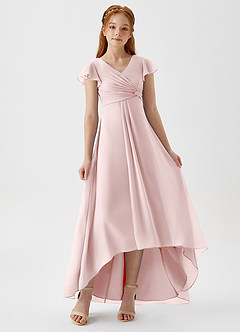 Azazie Breanne Junior Vestido de Rosa Rubor de Gasa de Corte En A image1