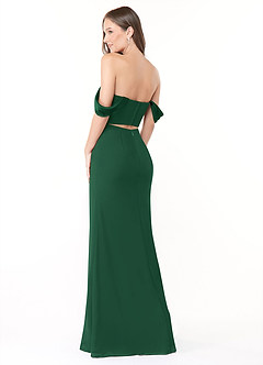 Azazie Lynnie Robes de demoiselle d'honneur Robe Sirène Convertible en Mousseline de soie Épaule décolletée Vert Foncé image5