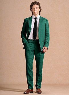 front Harrison Smaragd Anzug aus 100 % Leinen