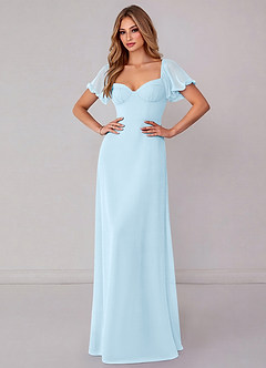 Azazie Fatima Bridesmaid Dresses Sky Blue A-Line with Pockets Chiffon Dress image2