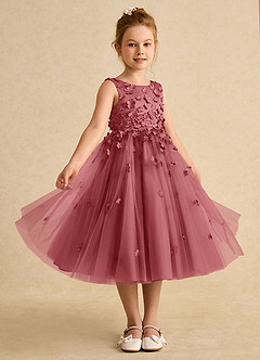 Azazie Lana Flower Girl Klänningar Klä A-Line i Matt satäng Ärmlös image5