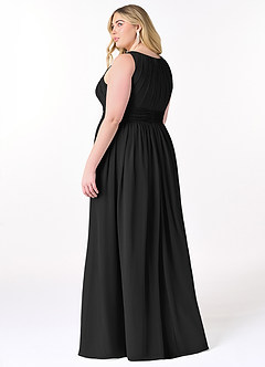 Azazie Harper Bridesmaid Dresses Black A-Line Pleated Chiffon Dress image7