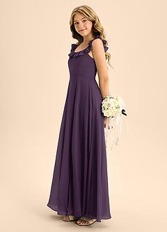 Azazie Callie Junior Plum A-Line Ruched Chiffon Dress image7