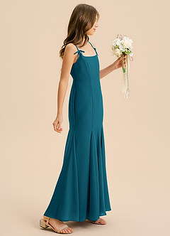 Azazie Evey Junior Abito Sirena in Chiffon Plissettato Blu Inchiostro image5