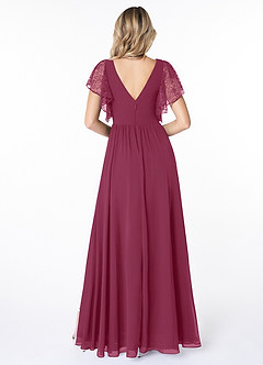 Azazie Zella Brautjungfernkleider A-Linie Spitze Chiffon Kleid Maulbeerrot image2