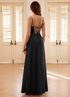 Gleavia Nero Abito da ballo a trapezio con paillettes image2