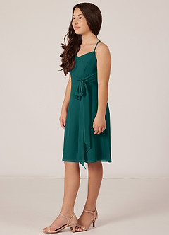 Azazie Doll Junior Peacock A-Line Bow Chiffon Dress image3