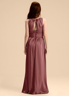 Azazie Bibiane Junior Jurk van Stretch Satijn met A-Lijn Geplooid Amethist image2