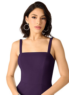 Azazie Gianetta Bridesmaid Dresses Plum Mermaid Side Slit Stretch Crepe Dress image4