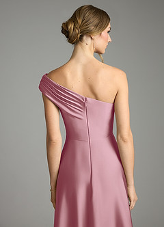 Azazie Melanie Bridesmaid Dresses Vintage Mauve A-Line Off the Shoulder Stretch Satin Dress image2