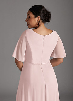 Azazie Tricia Mother of the Bride Dresses Blushing Pink A-Line V-Neck Pleated Chiffon Dress image12