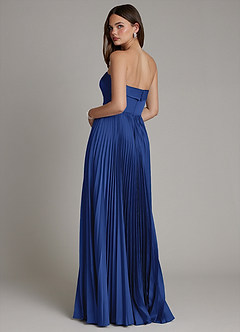 Azazie Mariana Brautjungfernkleider A-Linie Plissee Stretch-Satin Kleid Königsblau image3