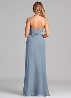 Azazie Tianna Final Sale Dusty Blue Sheath Chiffon Dress image2