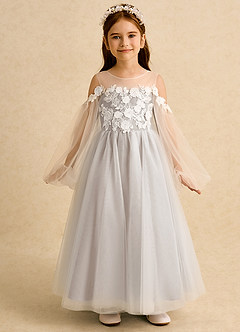 Azazie Zimi vestidos de niña de las flores Vestido de Escarcha de Tul de Princesa con Escote de Corazón image5