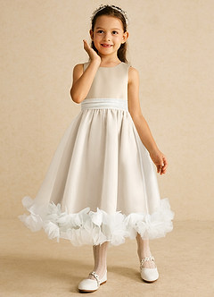 Azazie Stardust Flower Girl Klänningar Klänning A-Linje i Organza Ärmlös image5