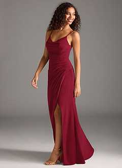 Azazie Deandra Bridesmaid Dresses Burgundy Mermaid Pleated Chiffon Dress image3