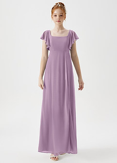 Azazie Bondi Junior A-Linie Seitliche Cut-Outs Gittergewebe Kleid Blauregen image4